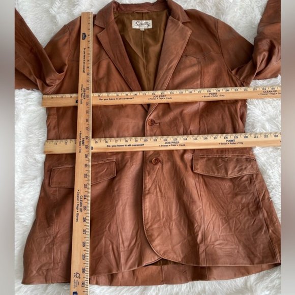 Scully VTG Genuine Leather Jacket Blazer Tan Cognac Sport Coat Lined Size 42 R - Picture 6 of 16